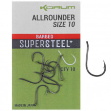 Крючки KORUM SUPERSTEEL ALLROUNDER Hooks №10 - 10шт.