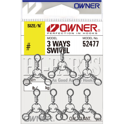 OWNER Вертлюг тройник 3 Ways Swivel №3/0 3шт