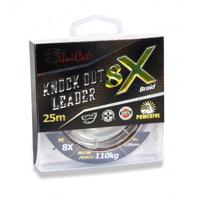 Поводковые материалы UNI CAT KNOCK OUT 8-X Leader - 25m / 1.10mm / 125kg