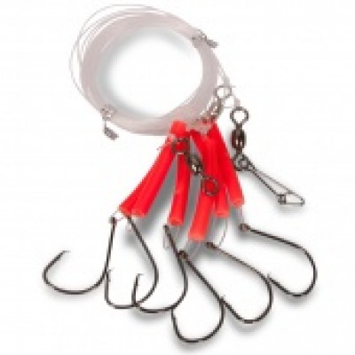 Оснастка морская AQUANTIC® Redfish System Circle Hook Rig - №6/0 / 0.80 / 600cm - Fluo Red
