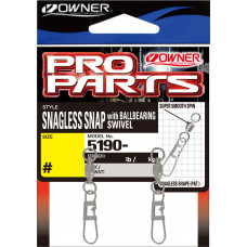 OWNER Застежка с вертлюгом Snagless Snap w/Baiibearing Swivel №2 2шт