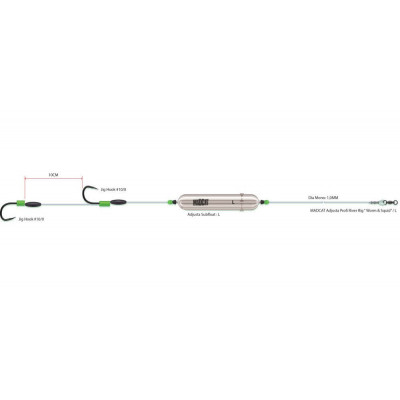 Готовые оснастки на сома MADCAT® ADJUSTA PROFI RIVER RIGS «WORM & SQUID» - L