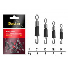 Вертлюг с застежкой и конусом Delphin FDR Quicker №12 / 7kg - 10 шт.
