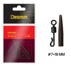Вертлюг с застежкой + конус для поводка Delphin FDR Quick L / №7+18mm - 5шт.